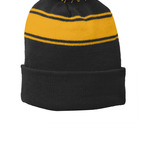 Stripe Pom Pom Beanie